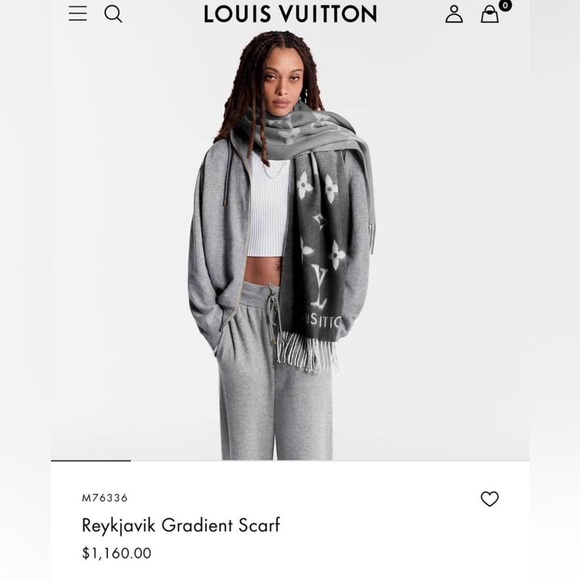 Louis Vuitton Black and Gray Cashmere Scarf - Picture 6 of 10